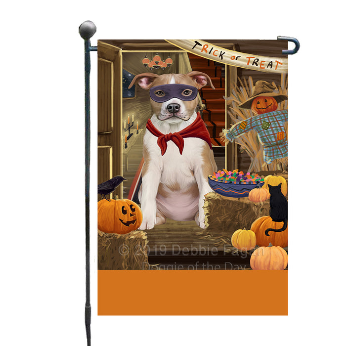 Personalized Enter at Own Risk Trick or Treat Halloween American Staffordshire Dog Custom Garden Flags GFLG-DOTD-A59421