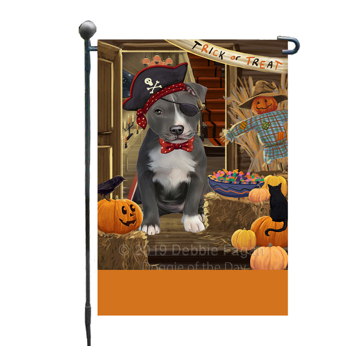 Personalized Enter at Own Risk Trick or Treat Halloween American Staffordshire Dog Custom Garden Flags GFLG-DOTD-A59422