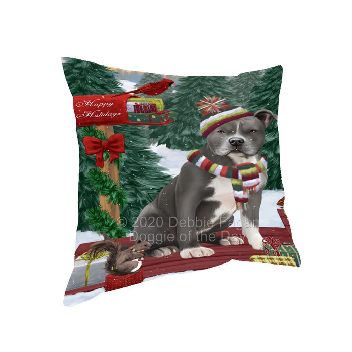 Christmas Woodland Sled American Staffordshire Terrier Dog Pillow with Top Quality High-Resolution Images - Ultra Soft Pet Pillows for Sleeping - Reversible & Comfort - Ideal Gift for Dog Lover - Cushion for Sofa Couch Bed - 100% Polyester, PILA93463