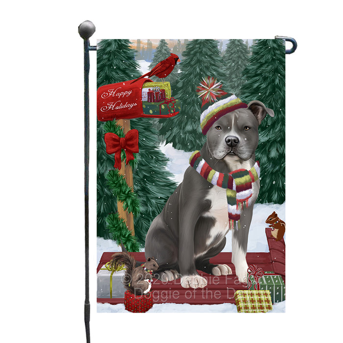 Christmas Woodland Sled American Staffordshire Terrier Dog Garden Flags Outdoor Decor for Homes and Gardens Double Sided Garden Yard Spring Decorative Vertical Home Flags Garden Porch Lawn Flag for Decorations GFLG68371