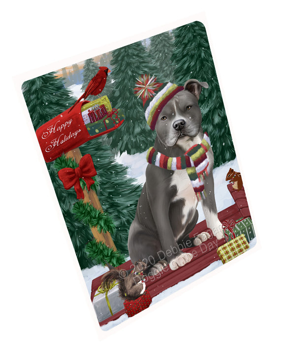 Christmas Woodland Sled American Staffordshire Terrier Dog Refrigerator/Dishwasher Magnet - Kitchen Decor Magnet - Pets Portrait Unique Magnet - Ultra-Sticky Premium Quality Magnet RMAG113828