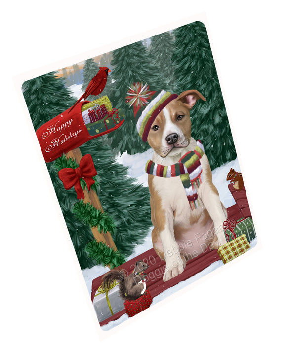 Christmas Woodland Sled American Staffordshire Terrier Dog Cutting Board - For Kitchen - Scratch & Stain Resistant - Designed To Stay In Place - Easy To Clean By Hand - Perfect for Chopping Meats, Vegetables, CA83714