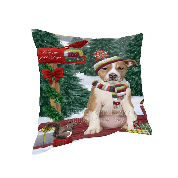 Christmas Woodland Sled American Staffordshire Terrier Dog Pillow with Top Quality High-Resolution Images - Ultra Soft Pet Pillows for Sleeping - Reversible & Comfort - Ideal Gift for Dog Lover - Cushion for Sofa Couch Bed - 100% Polyester, PILA93466