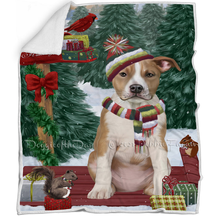 Merry Christmas Woodland Sled American Staffordshire Dog Blanket BLNKT142670
