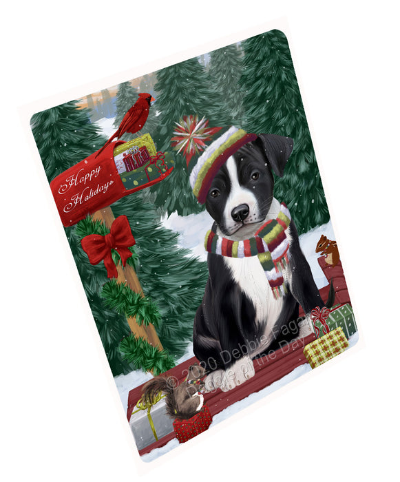Christmas Woodland Sled American Staffordshire Terrier Dog Cutting Board - For Kitchen - Scratch & Stain Resistant - Designed To Stay In Place - Easy To Clean By Hand - Perfect for Chopping Meats, Vegetables, CA83716