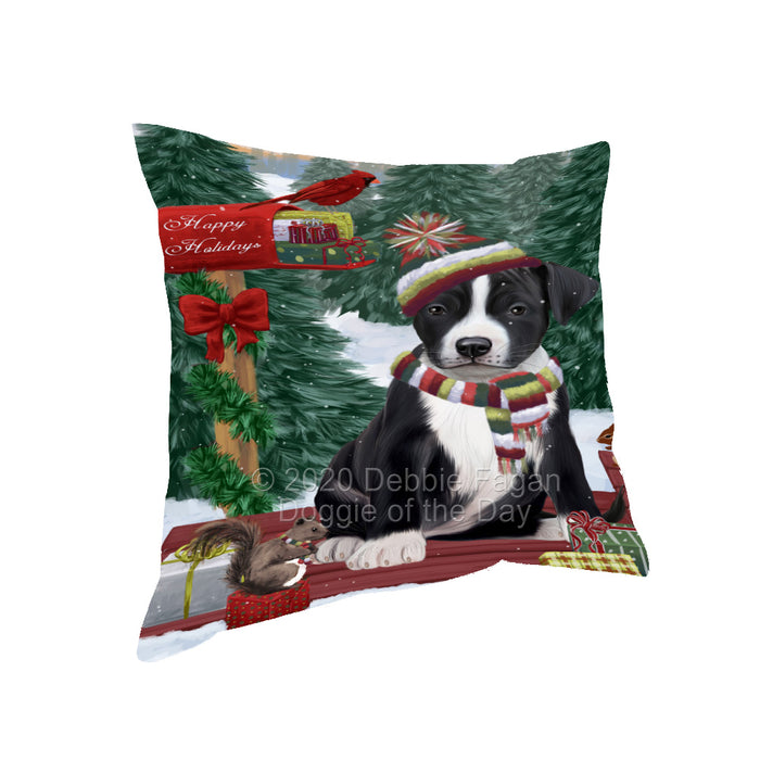 Christmas Woodland Sled American Staffordshire Terrier Dog Pillow with Top Quality High-Resolution Images - Ultra Soft Pet Pillows for Sleeping - Reversible & Comfort - Ideal Gift for Dog Lover - Cushion for Sofa Couch Bed - 100% Polyester, PILA93469