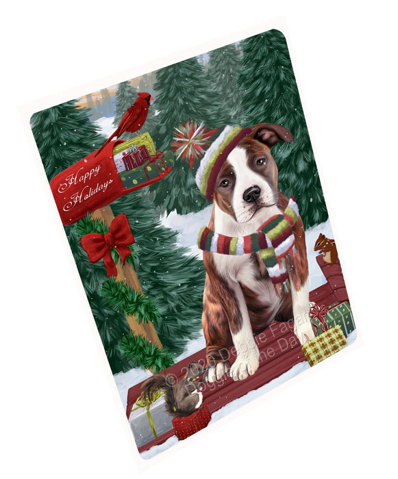Christmas Woodland Sled American Staffordshire Terrier Dog Refrigerator/Dishwasher Magnet - Kitchen Decor Magnet - Pets Portrait Unique Magnet - Ultra-Sticky Premium Quality Magnet RMAG113843