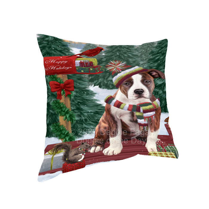 Christmas Woodland Sled American Staffordshire Terrier Dog Pillow with Top Quality High-Resolution Images - Ultra Soft Pet Pillows for Sleeping - Reversible & Comfort - Ideal Gift for Dog Lover - Cushion for Sofa Couch Bed - 100% Polyester, PILA93472