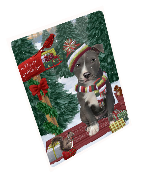 Christmas Woodland Sled American Staffordshire Terrier Dog Refrigerator/Dishwasher Magnet - Kitchen Decor Magnet - Pets Portrait Unique Magnet - Ultra-Sticky Premium Quality Magnet RMAG113848