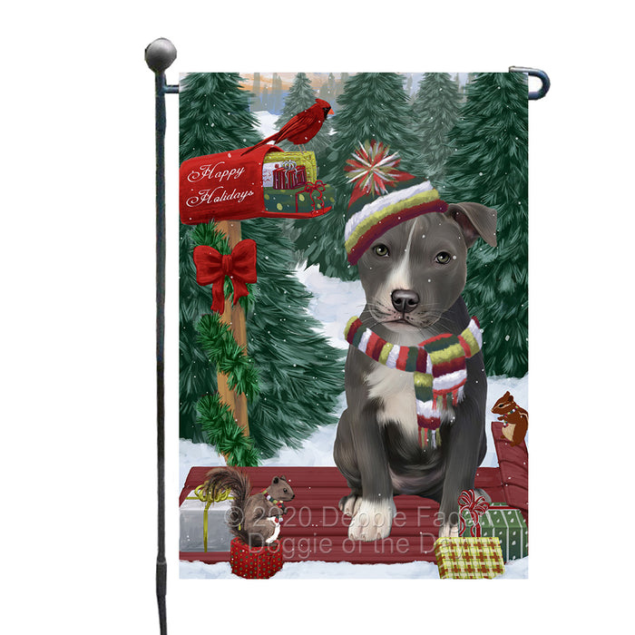 Christmas Woodland Sled American Staffordshire Terrier Dog Garden Flags Outdoor Decor for Homes and Gardens Double Sided Garden Yard Spring Decorative Vertical Home Flags Garden Porch Lawn Flag for Decorations GFLG68375