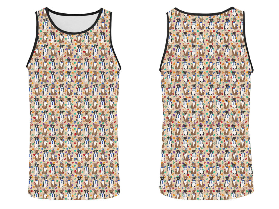 Rainbow Paw Print American Staffordshire Dogs Blue All Over Print   Men's Tank Top