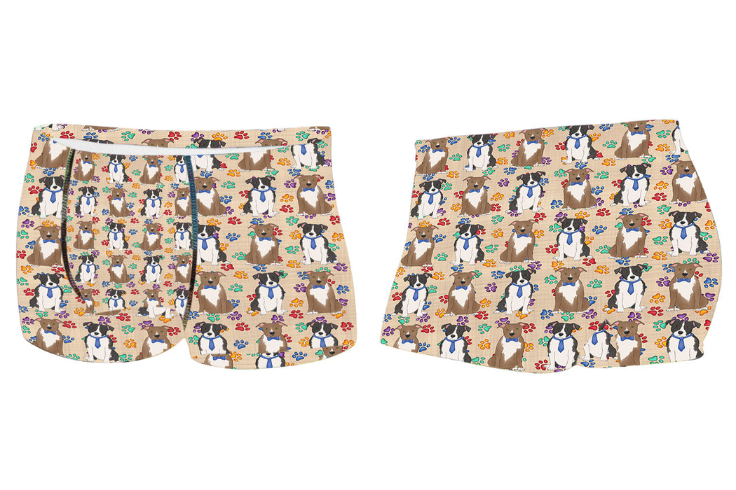 Rainbow Paw Print American Staffordshire Dogs BlueMen's All Over Print Boxer Briefs