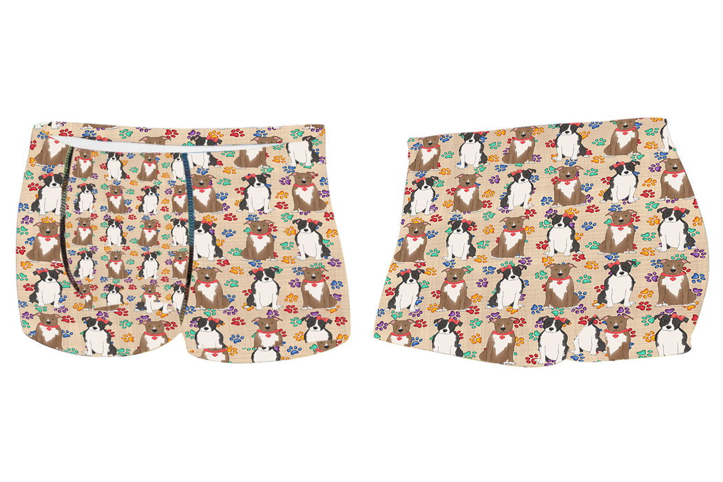 Rainbow Paw Print American Staffordshire Dogs RedMen's All Over Print Boxer Briefs