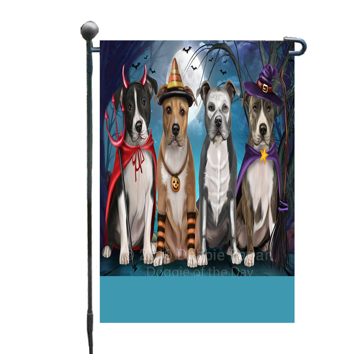 Personalized Happy Halloween Trick or Treat American Staffordshire Dogs Custom Garden Flag GFLG64339