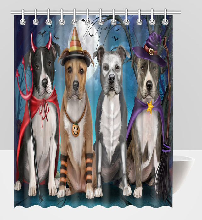 Halloween Trick or Teat American Staffordshire Dogs Shower Curtain