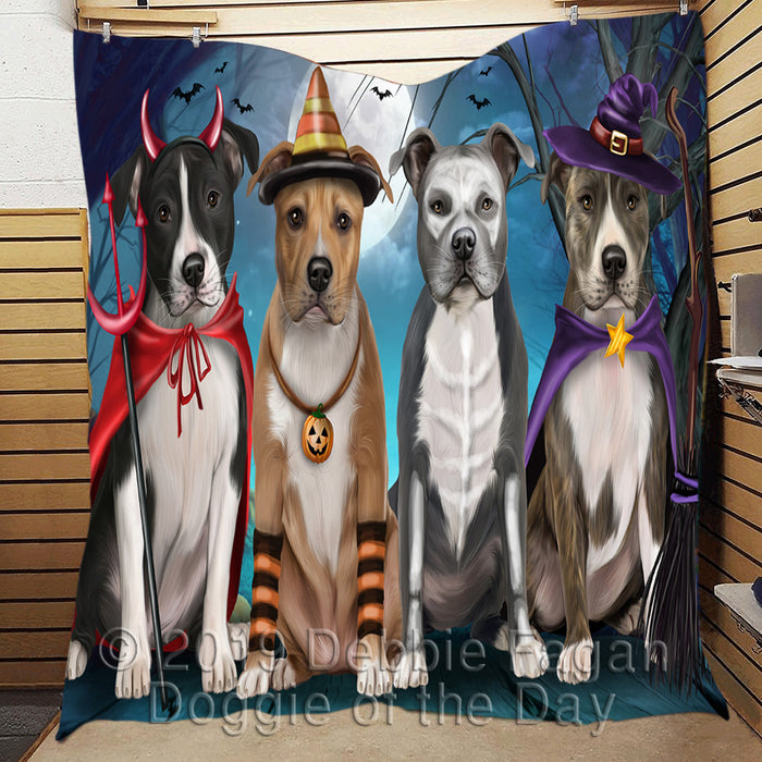 Happy Halloween Trick or Treat American Eskimo Dogs Lightweight Soft Bedspread Coverlet Bedding Quilt QUILT60146