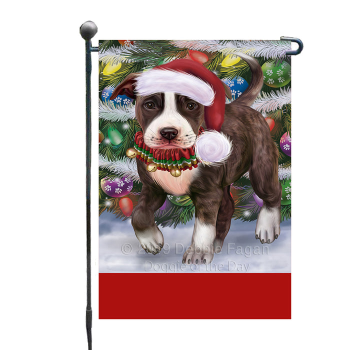 Personalized Trotting in the Snow American Staffordshire Terrier Dog Custom Garden Flags GFLG-DOTD-A60659