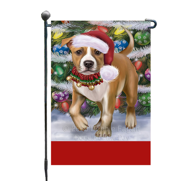Personalized Trotting in the Snow American Staffordshire Terrier Dog Custom Garden Flags GFLG-DOTD-A60660