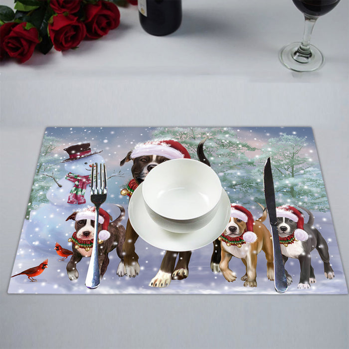Christmas Running Fammily American Staffordshire Terrier Dogs Placemat