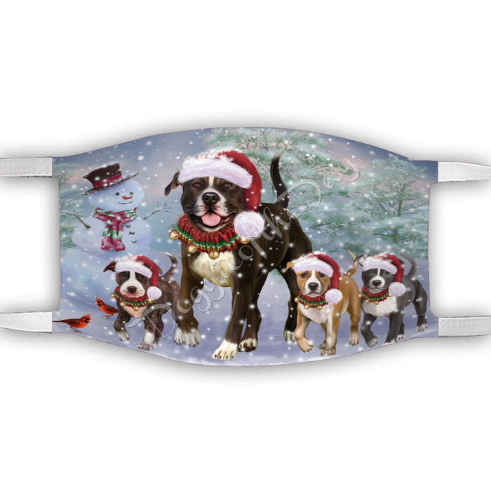 Christmas Running Fammily American Staffordshire Dogs Face Mask FM48691