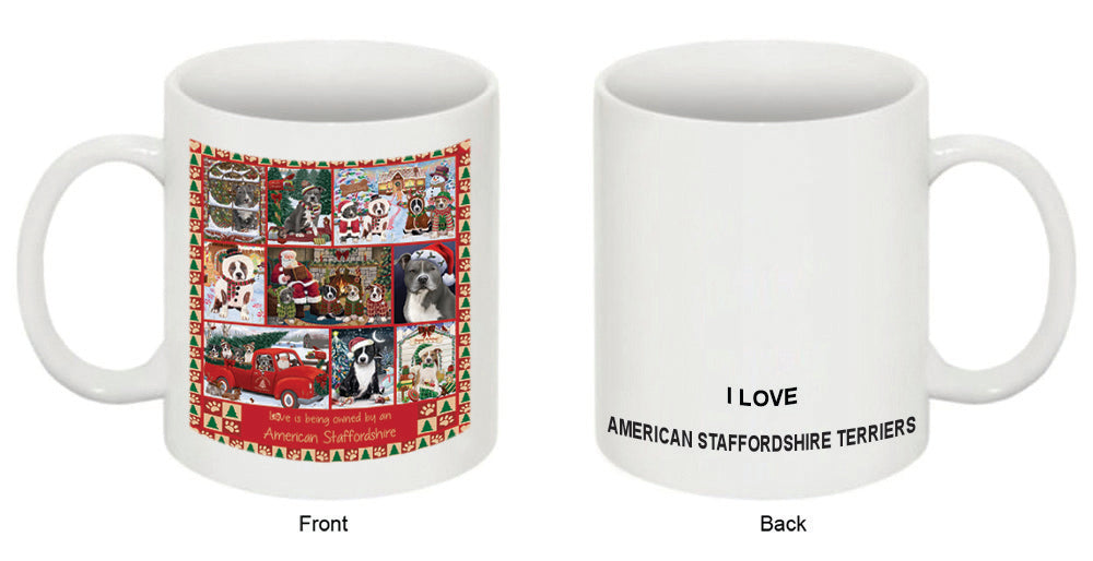 Love is Being Owned Christmas American Staffordshire Terrier Dogs Coffee Mug MUG52588