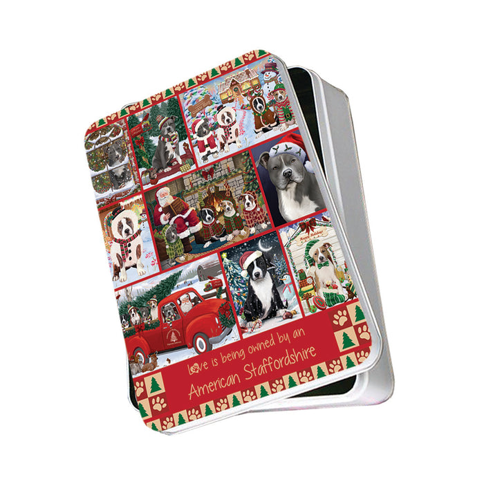 Love is Being Owned Christmas American Staffordshire Terrier Dogs Photo Storage Tin PITN57133