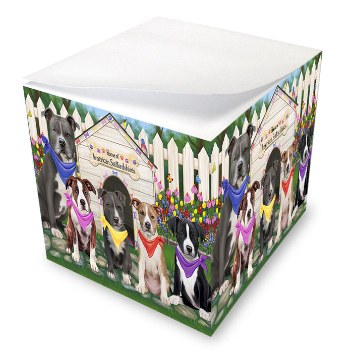Spring Dog House American Staffordshire Terriers Dog Note Cube NOC52146