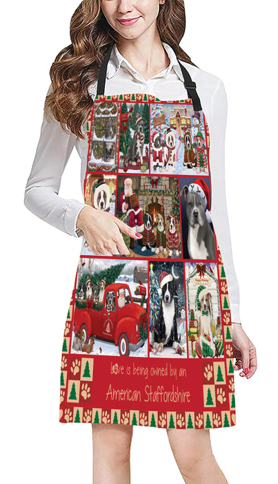 Love is Being Owned Christmas American Staffordshire Terrier Dogs Apron