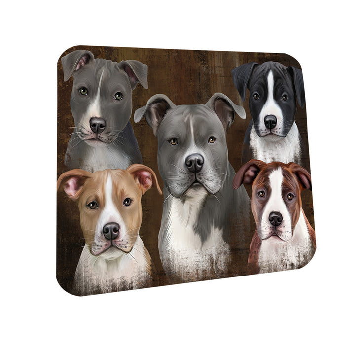 Rustic 5 American Staffordshire Terrier Dog Coasters Set of 4 CST54082