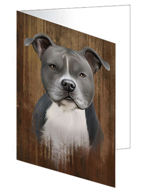 Rustic American Staffordshire Terrier Dog Handmade Artwork Assorted Pets Greeting Cards and Note Cards with Envelopes for All Occasions and Holiday Seasons GCD55628