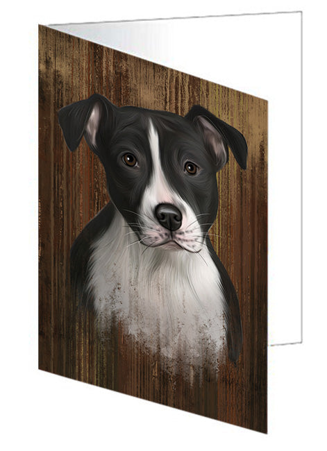 Rustic American Staffordshire Terrier Dog Handmade Artwork Assorted Pets Greeting Cards and Note Cards with Envelopes for All Occasions and Holiday Seasons GCD55631