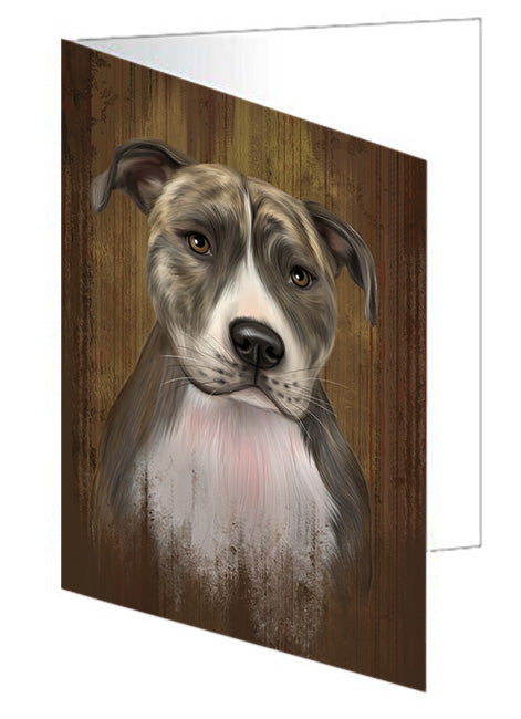 Rustic American Staffordshire Terrier Dog Handmade Artwork Assorted Pets Greeting Cards and Note Cards with Envelopes for All Occasions and Holiday Seasons GCD55634