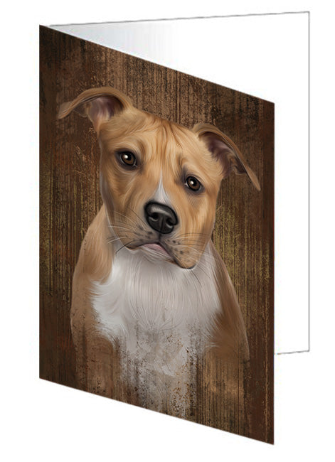 Rustic American Staffordshire Terrier Dog Handmade Artwork Assorted Pets Greeting Cards and Note Cards with Envelopes for All Occasions and Holiday Seasons GCD55637