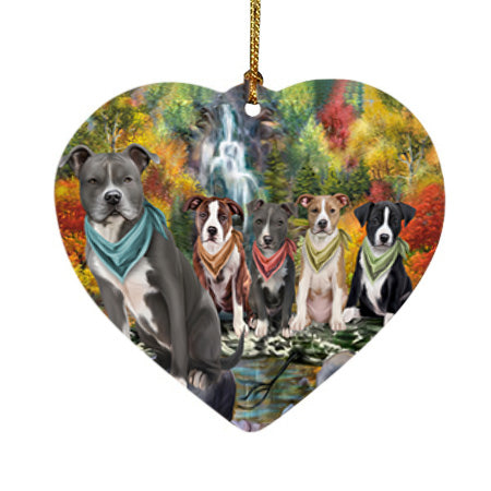 Scenic Waterfall American Staffordshire Terriers Dog Heart Christmas Ornament HPOR51800