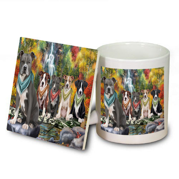 Scenic Waterfall American Staffordshire Terriers Dog Mug and Coaster Set MUC51792