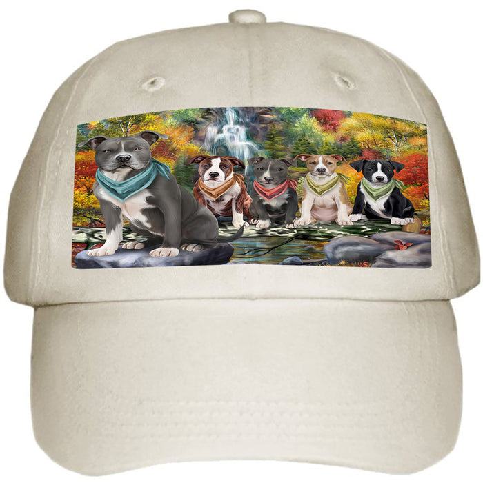 Scenic Waterfall American Staffordshire Terriers Dog Ball Hat Cap HAT59133