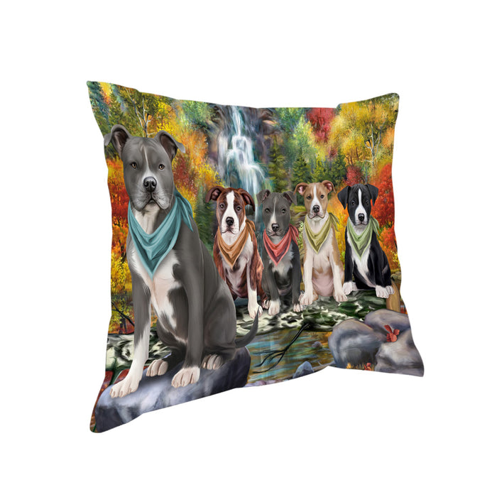 Scenic Waterfall American Staffordshire Terriers Dog Pillow PIL63564