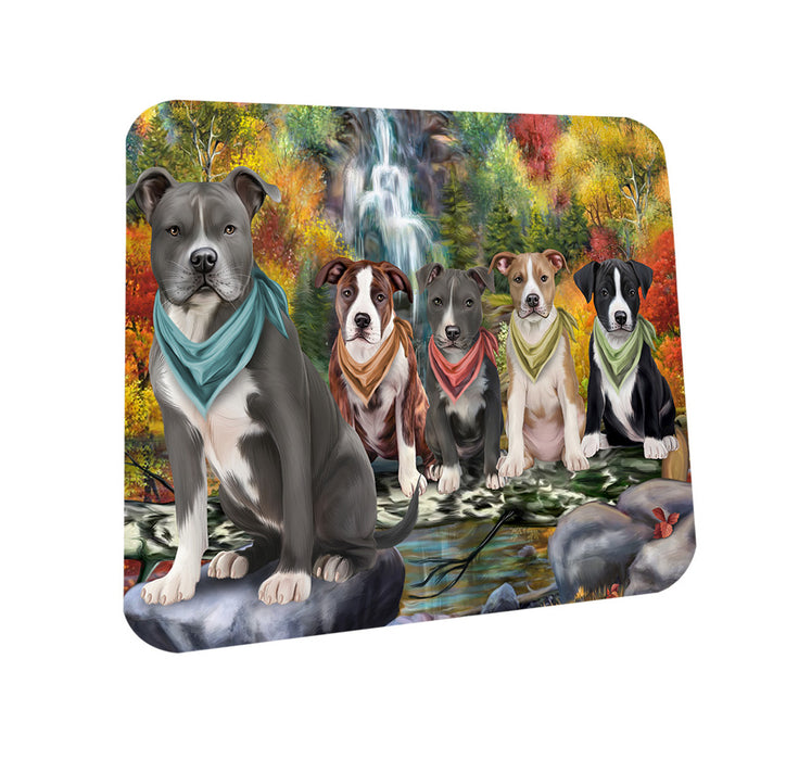 Scenic Waterfall American Staffordshire Terriers Dog Coasters Set of 4 CST51759