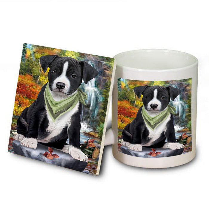 Scenic Waterfall American Staffordshire Terrier Dog Mug and Coaster Set MUC51793
