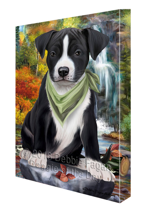 Scenic Waterfall American Staffordshire Terrier Dog Canvas Print Wall Art Décor CVS83474