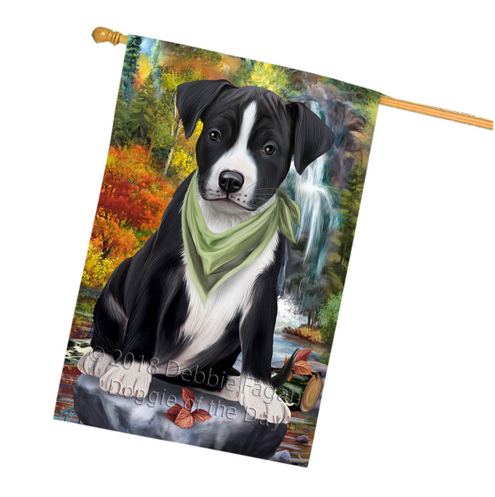 Scenic Waterfall American Staffordshire Terrier Dog House Flag FLG51934