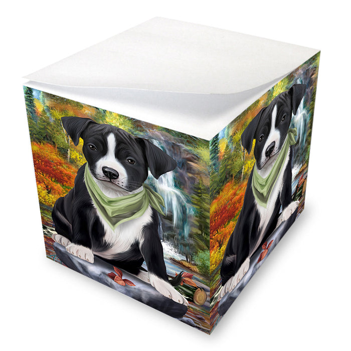 Scenic Waterfall American Staffordshire Terrier Dog Note Cube NOC51801