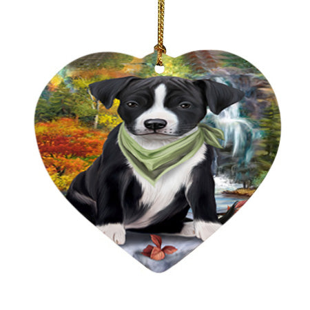 Scenic Waterfall American Staffordshire Terrier Dog Heart Christmas Ornament HPOR51801