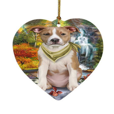 Scenic Waterfall American Staffordshire Terrier Dog Heart Christmas Ornament HPOR51802