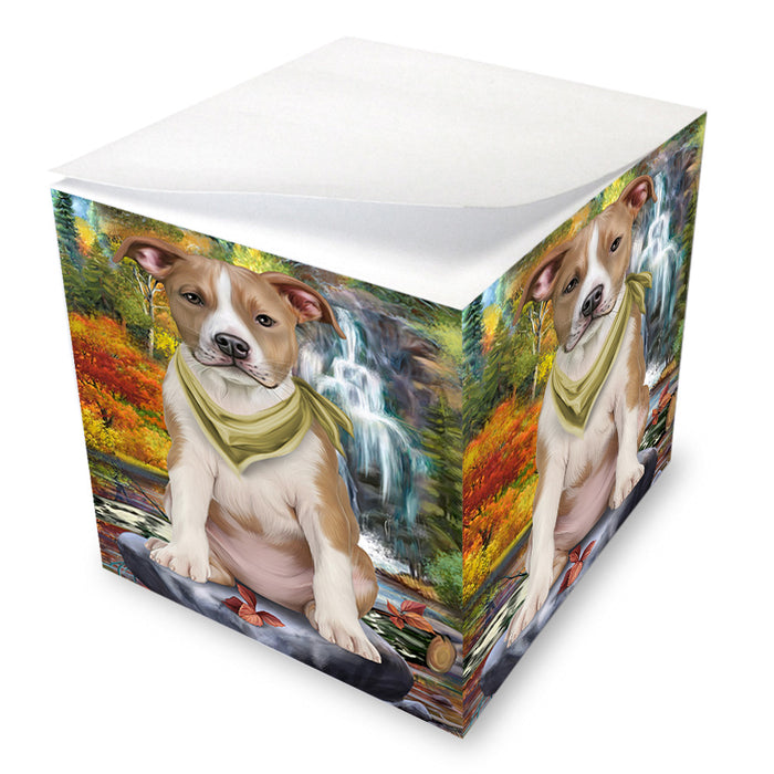 Scenic Waterfall American Staffordshire Terrier Dog Note Cube NOC51802