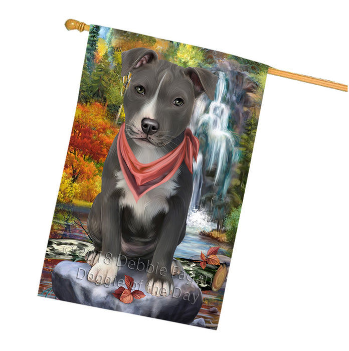 Scenic Waterfall American Staffordshire Terrier Dog House Flag FLG51936