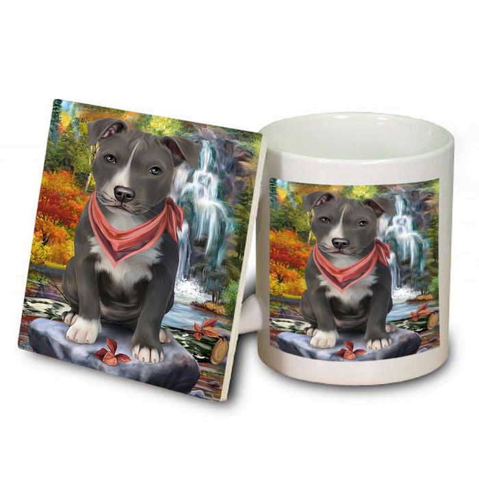 Scenic Waterfall American Staffordshire Terrier Dog Mug and Coaster Set MUC51795