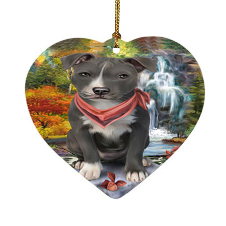 Scenic Waterfall American Staffordshire Terrier Dog Heart Christmas Ornament HPOR51803