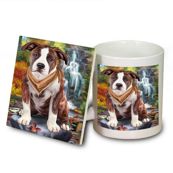 Scenic Waterfall American Staffordshire Terrier Dog Mug and Coaster Set MUC51796