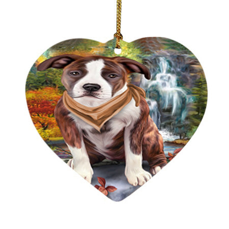 Scenic Waterfall American Staffordshire Terrier Dog Heart Christmas Ornament HPOR51804